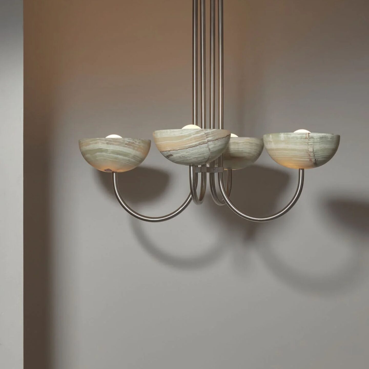 Aurelia Chandelier Narrow Jade Onyx & Brushed Nickel